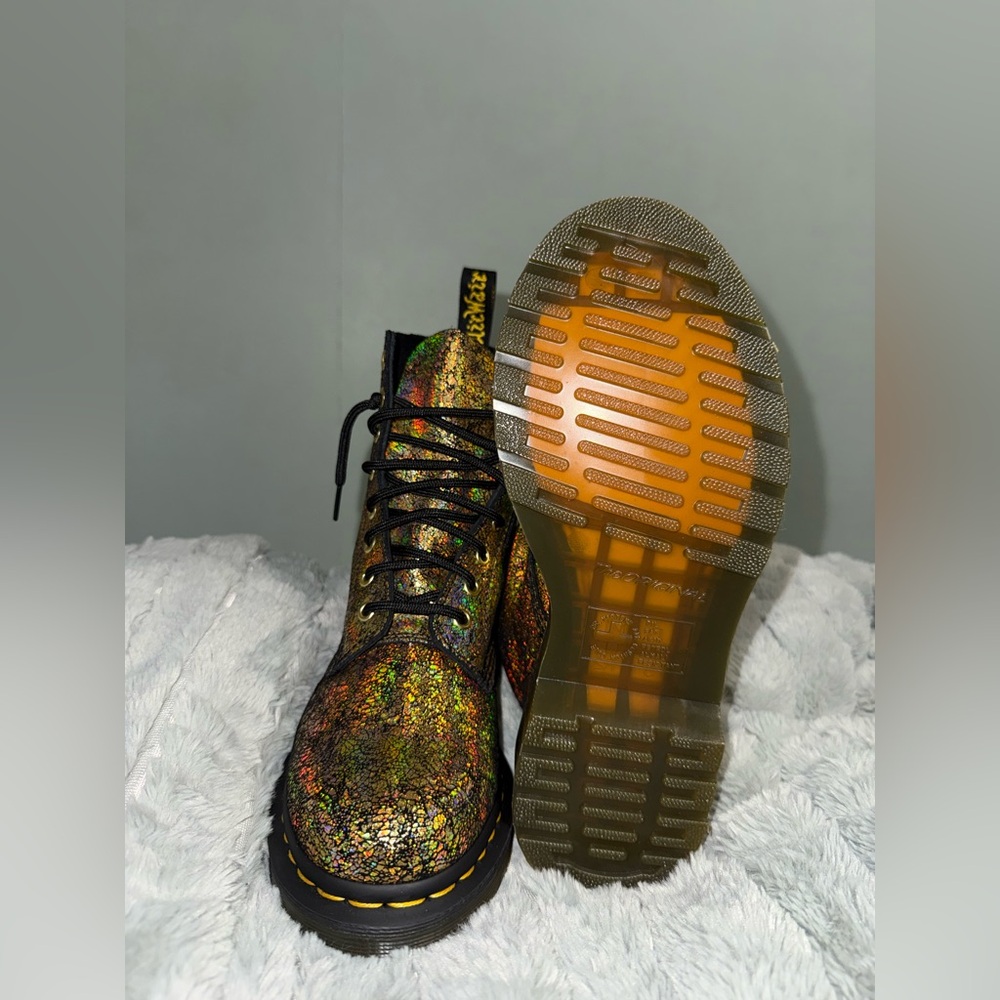 Dr. Martens Multicolor Iridescent Crackle Lace-Up Boots - Picture 9 of 9